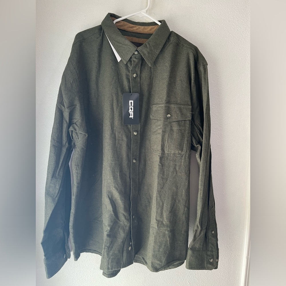 NWT CQR button down shirt 2X Hunter green long sleeve